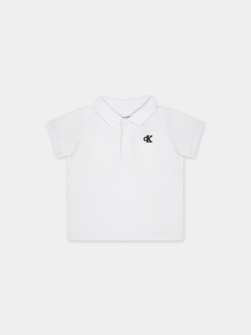 White polo shirt for baby boy with logo